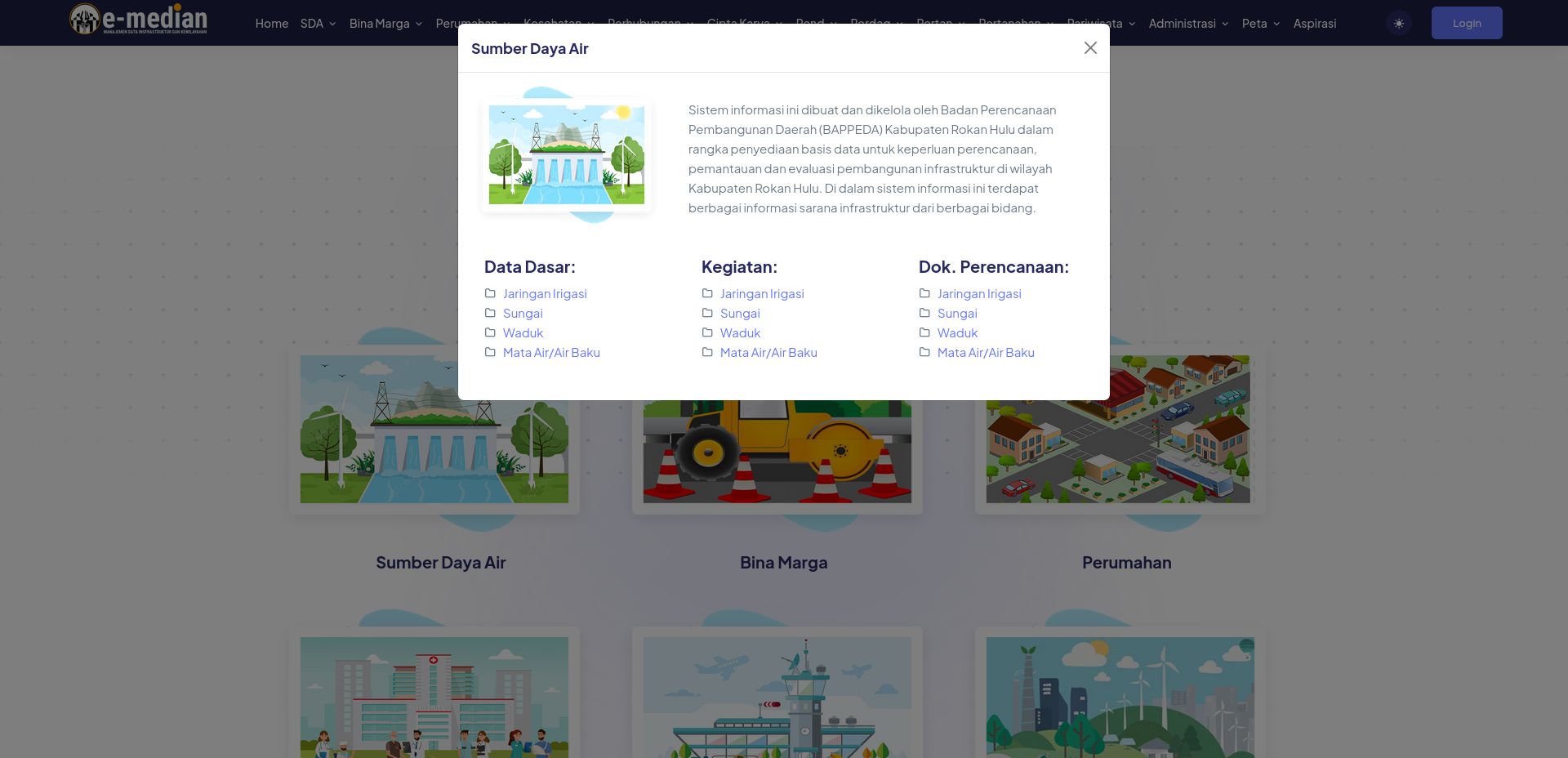 Aplikasi Manajemen Data Infrastruktur dan Kewilayahan, E-Median BAPPEDA - 4